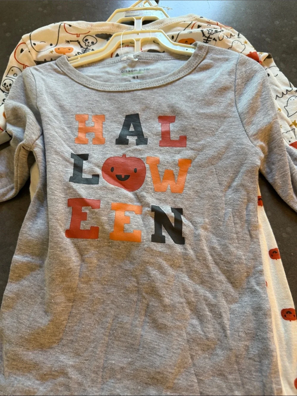 chick pea Gray Halloween Pajama Set with Orange Accents